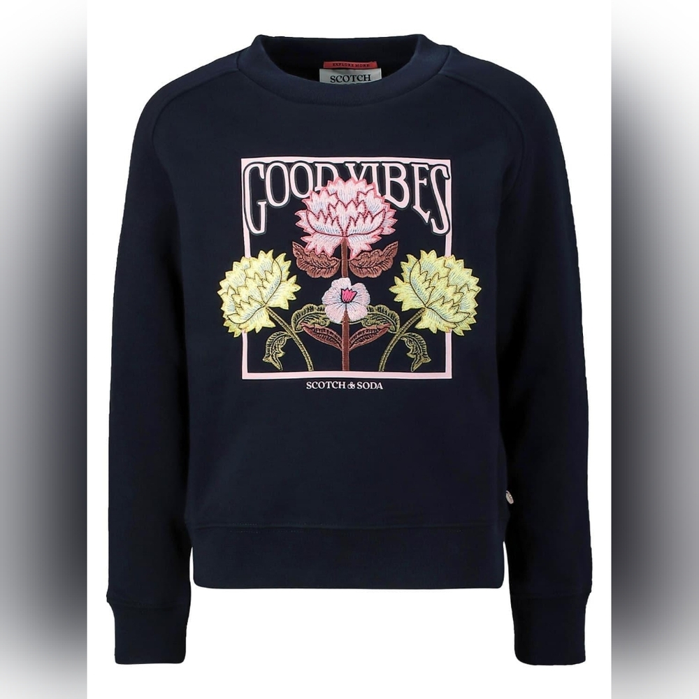 EUC Scotch & Soda Girls Cotton Good Vibes Sweatshirt Size 10yrs